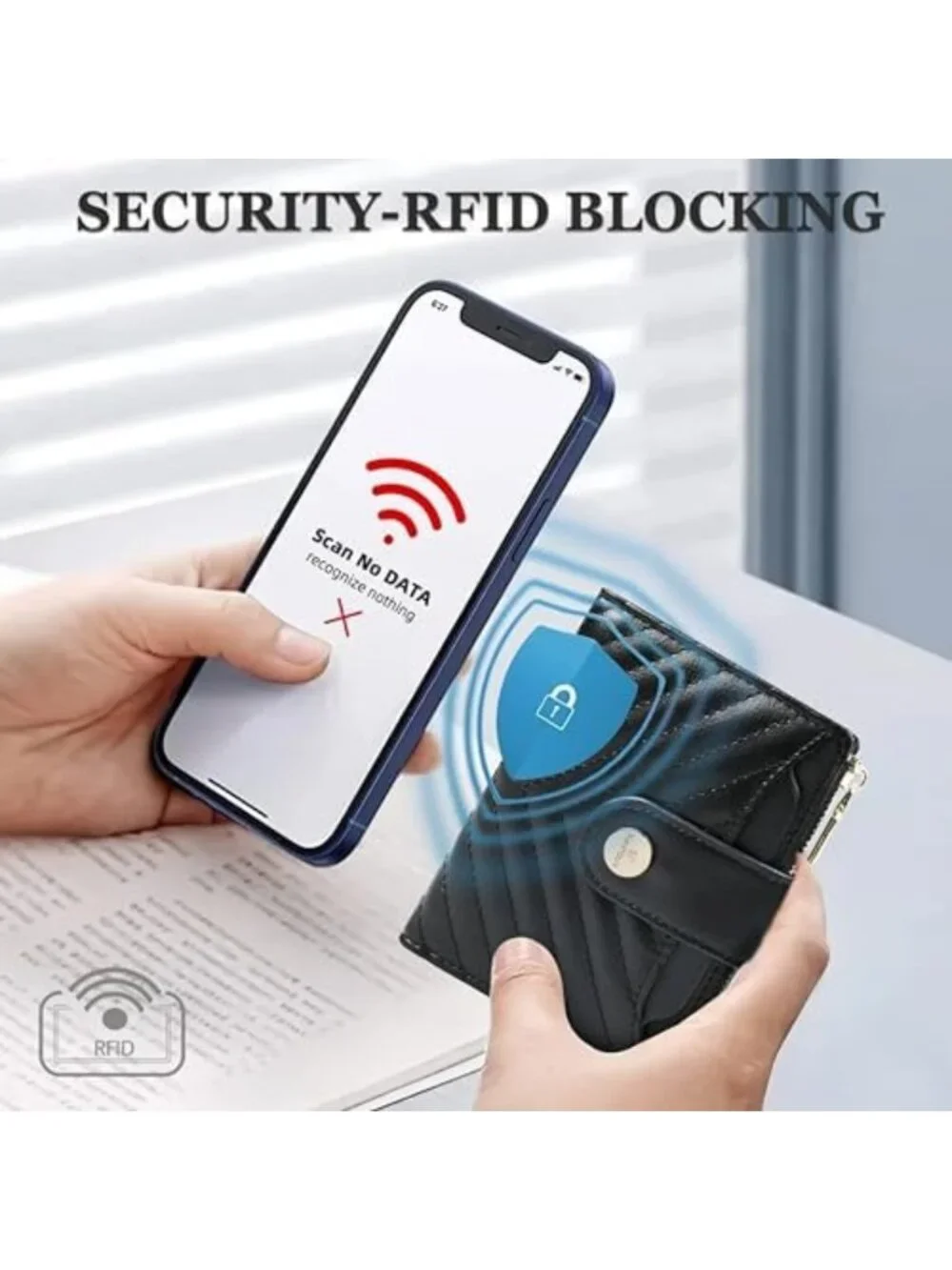 Compact Leather RFID Bifold Wallet for Women | Small Card Holder, Travel